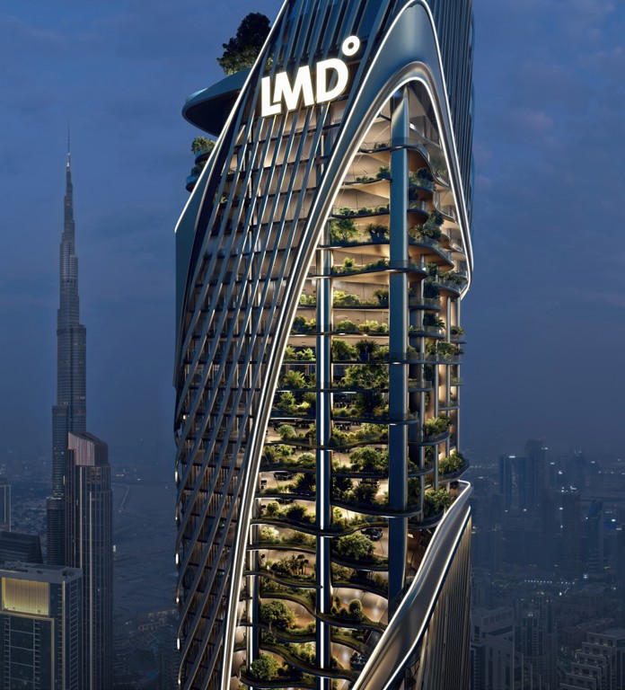 The tower on Sheikh Zayed Road at night